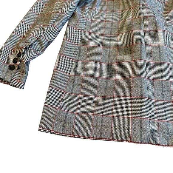 Walter Baker Plaid Long Length Oversized Blazer Jacket Black Button Size Large - Picture 10 of 12